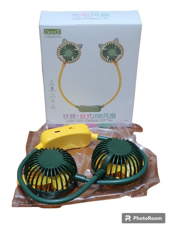 Ventilador dual de cuello recargable por usb
