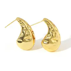 GENERICO - Aretes gota con tuercas con diseño dorado talla S