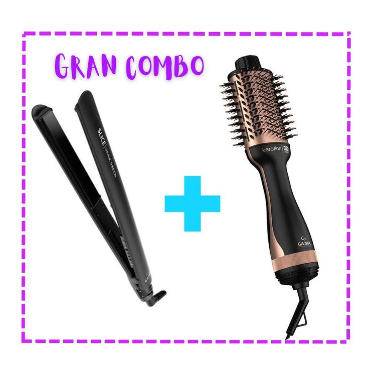 Combo Plancha de Cabello Slice + Cepillo Secador Keration 3D