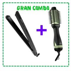 GAMA - Combo Plancha de Cabello Slice + Cepillo Secador Avocado 3D