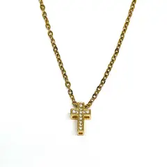 SANTORAL - Dije Cruz Brillos y Cadena Dorado - Acero