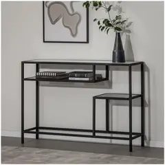 VENTITAS HOME - Mueble Consola para Sala Lax Blanco y Negro