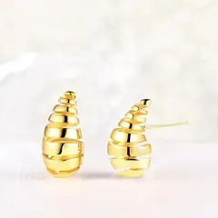 GENERICO - Aretes gota espiral con tuercas dorado talla S