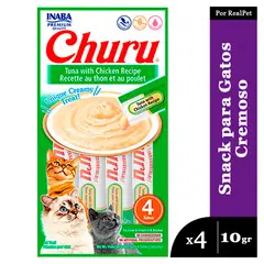 CHURU - Snack Cremoso Gato Sabor Atun y Pollo 4 x 14gr