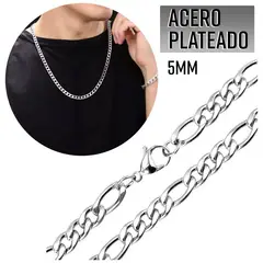 GENERICO - Collar Cadena para Hombre Acero Inoxidable Color Plata Plateado Cubano