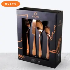 KRONS - Set de Cubiertos X24 Piezas Cooper Dorado