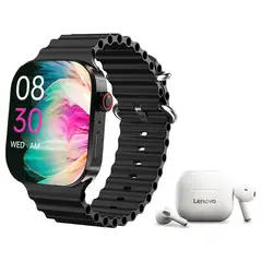 LENOVO - Audífonos Bluetooth LP40-Blanco y Smartwatch I9 Pro-B 2¸3inch