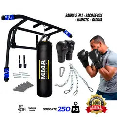 HOLGU - Barra Paralelas 2 en 1 + saco de box + guantes box