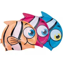 GENERICO - Gorro de Natacion Silicona con Diseño de Pez Azul