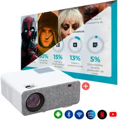 OWLENZ - Proyector Smart Sd500 Full Hd Más Ecran 120 Pulgadas Plomo