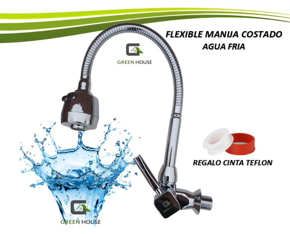 GRIFERIA DE COCINA PARED AGUA FRIA BRONCE CROMADO PESADO