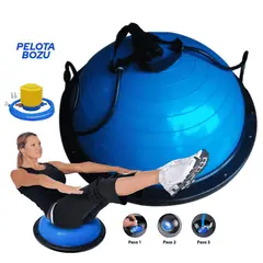 REAL FITNESS PERU - Pelota Bosu Equilibrio Fitness 58 cm + Ligas de Ejercicio