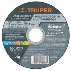 TRUPER - Disco de corte multimaterial 4-1/2" x 1 mm, profesional