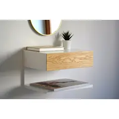 TU MESITA - Velador Flotante Contemporáneo Mehr Blanco-Marrón 48cm