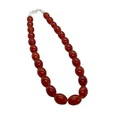 GENERICO - Collar Ágata Roja Ovalada - Plata