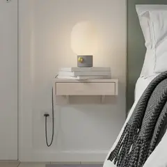 TU MESITA - Velador Flotante Contemporáneo Piqué Blanco 40cm