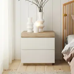 TU MESITA - Velador Contemporáneo Marat Blanco-Duna 55cm