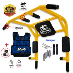 HOLGU - Barra 15 En 1 PREMIUM + Chaleco 20kg + Guantes