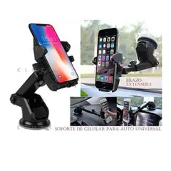 GENERICO - SOPORTE CELULAR AUTO EXTENSIBLE 360° TABLERO PARABRISA