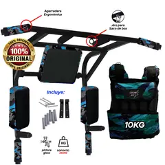 HOLGU - Barra Multifuncional 15 En 1 + Chaleco 10kg + Guantes