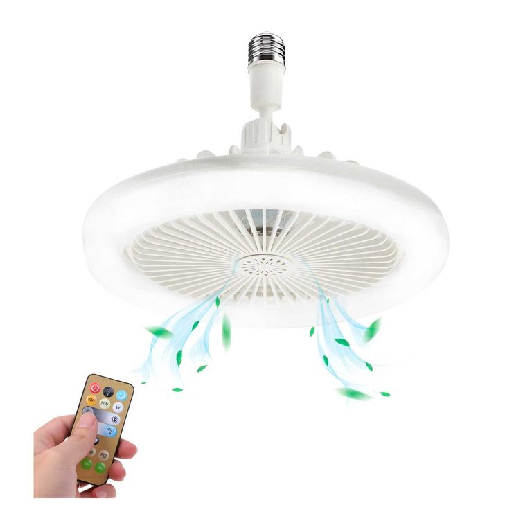 FOCO VENTILADOR LED 30W CONTROL HABITACIÓN TECHO LUZ CÁLIDA