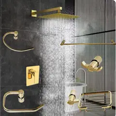 GREEN HOUSE - JUEGO DE DUCHA ACERO 10 PULGADAS + MEZCLADORA +KIT DE BAÑO ACERO