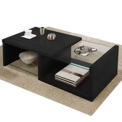 TU MESITA - Mesa de Centro Moderno Melamine Negro