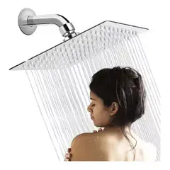 GENERICO - Kit Ducha Española 20cm Tubo 45° Acero Inox Brillante