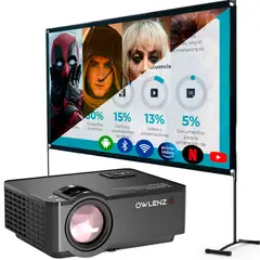 OWLENZ - Proyector Smart Wifi Bluetooth Sd150 Ecran Blanco H120Z