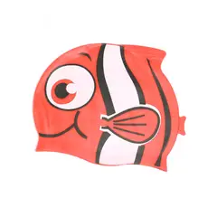 GENERICO - GORRO PARA NATACIÓN NUDE SILICONA NIÑOS PEZ ROJO