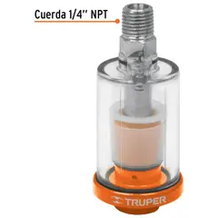 TRUPER - Filtro separador de agua y aceite cuerda 14 NPT