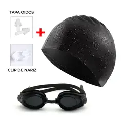GENERICO - KIT DE NATACIÓN NEGRO LENTES - GORRO