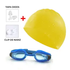 GENERICO - KIT DE NATACIÓN AMARILLO LENTES - GORRO