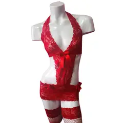 GENERICO - Babydoll más MEDIAS, más tanga regulable, Lencería fina