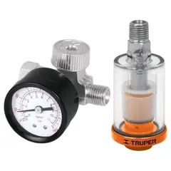 TRUPER - Regulador de aire con manómetro Filtro separador de agua y aceite