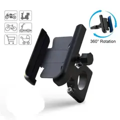 GENERICO - Holder Aluminio Celular Moto Bicicleta Scooter Soporte 360° Negro