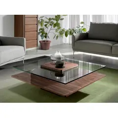 TU MESITA - Mesa de Centro Moré Marrón con Cristal 100cm