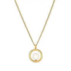 GENERICO - Collar Colgante de Moda con Perla Embutida en Acero Titanio