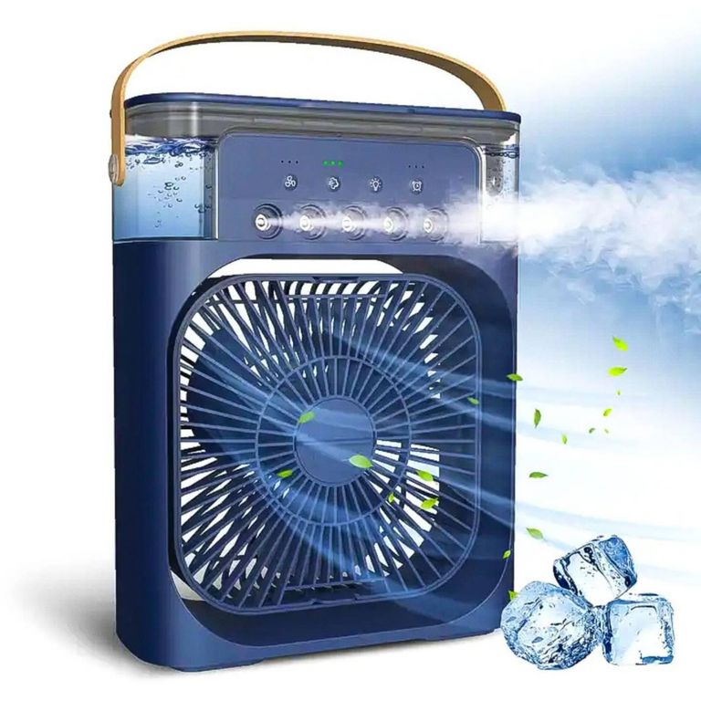 Ventilador de aire acondicionado pulverizador con luz LED - Azul