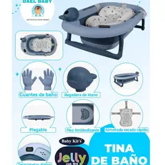 BABY KITS - Bañera para Bebe con Termómetro JELLY Guantes y Rociador