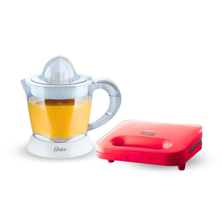 Combo Exprimidor de Cítricos Sandwichera compacta roja