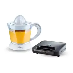 OSTER - Combo Exprimidor de Cítricos Sandwichera compacta negra