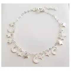 FERNANDA ROMERO JOYAS Y ACCESORIOS - Delicada pulsera de plata Luna y Lluvia de Estrellas