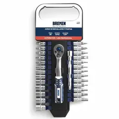 BREMEN - Set de Dados y Puntas 1/4" x 28 Piezas 6657