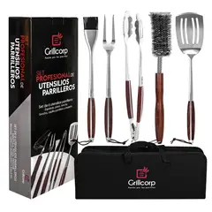 GRILLCORP - Set de Utensilios parrilleros Profesionales de 6 piezas