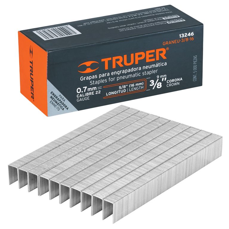 GRAPAS corona 3/8" calibre 22, 16mm, 5000 UNIDADES