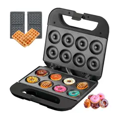 GENERICO - MAQUINA MINI DONAS 2EN1 WAFFLES PORTÁTIL ELECTRICA