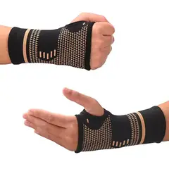 GENERICO - 2 Muñequeras de compresión con hilos de cobre - M