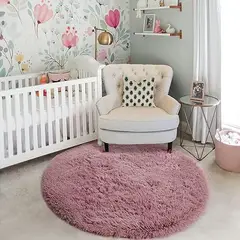 GENERICO - Bajada de cama redonda 100x100CM PALO ROSA