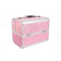 GENERICO - Maletín organizador maquillaje 4 bandejas fondo ROSADO